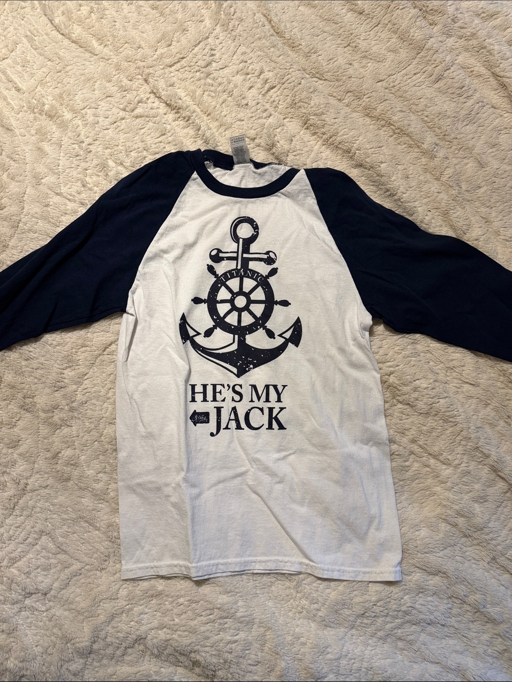 Navy & White Raglan Tee with Anchor Graphic - "He's My Jack"